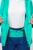 Оптом Горнолыжная куртка женская бирюзового цвета 551911Br в Казани, фото 8