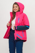 Оптом Горнолыжная куртка женская розового цвета 551911R в Казани, фото 3