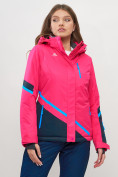Оптом Горнолыжная куртка женская розового цвета 551911R в Казани, фото 5