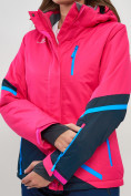 Оптом Горнолыжная куртка женская розового цвета 551911R, фото 9