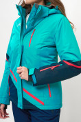 Оптом Горнолыжная куртка женская зеленого цвета 551911Z в Казани, фото 9