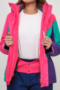 Оптом Горнолыжная куртка женская розового цвета 551913R в Казани, фото 9