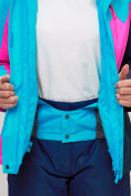 Оптом Горнолыжная куртка женская синего цвета 551913S в Казани, фото 12