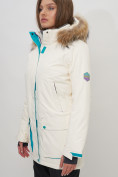 Оптом Парка женская с капюшоном и мехом зимняя белого цвета 551961Bl в Казани, фото 3
