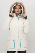 Оптом Парка женская с капюшоном и мехом зимняя белого цвета 551961Bl в Казани, фото 2