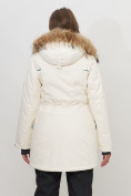 Оптом Парка женская с капюшоном и мехом зимняя белого цвета 551961Bl в Екатеринбурге, фото 5