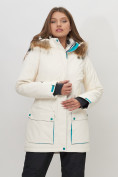 Оптом Парка женская с капюшоном и мехом зимняя белого цвета 551961Bl в Казани, фото 6