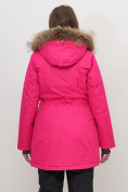 Оптом Парка женская с капюшоном и мехом зимняя розового цвета 551961R в Казани, фото 17