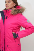 Оптом Парка женская с капюшоном и мехом зимняя розового цвета 551961R в Казани, фото 14