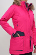 Оптом Парка женская с капюшоном и мехом зимняя розового цвета 551961R в Екатеринбурге, фото 15
