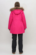 Оптом Парка женская с капюшоном и мехом зимняя розового цвета 551961R в Екатеринбурге, фото 9