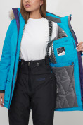 Оптом Парка женская с капюшоном и мехом зимняя синего цвета 551961S в Екатеринбурге, фото 6