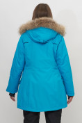 Оптом Парка женская с капюшоном и мехом зимняя синего цвета 551961S в Екатеринбурге, фото 8