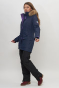 Оптом Парка женская с капюшоном и мехом зимняя темно-синего цвета 551961TS в Екатеринбурге, фото 2