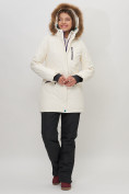 Оптом Парка женская с капюшоном и мехом зимняя белого цвета 551963Bl в Казани, фото 7