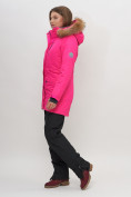 Оптом Парка женская с капюшоном и мехом зимняя розового цвета 551963R в Казани, фото 2