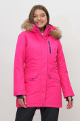 Оптом Парка женская с капюшоном и мехом зимняя розового цвета 551963R в Екатеринбурге, фото 5