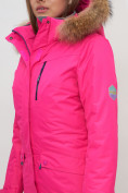 Оптом Парка женская с капюшоном и мехом зимняя розового цвета 551963R в Екатеринбурге, фото 7