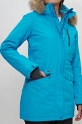 Оптом Парка женская с капюшоном и мехом зимняя синего цвета 551963S в Екатеринбурге, фото 7