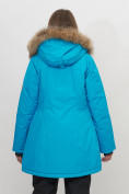 Оптом Парка женская с капюшоном и мехом зимняя синего цвета 551963S в Екатеринбурге, фото 9
