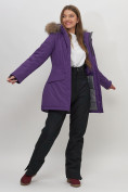 Оптом Парка женская с капюшоном и мехом зимняя темно-фиолетового цвета 551963TF в Екатеринбурге, фото 12