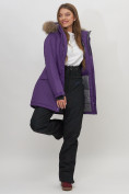 Оптом Парка женская с капюшоном и мехом зимняя темно-фиолетового цвета 551963TF в Казани, фото 13