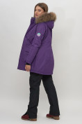 Оптом Парка женская с капюшоном и мехом зимняя темно-фиолетового цвета 551963TF в Казани, фото 15