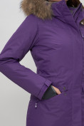 Оптом Парка женская с капюшоном и мехом зимняя темно-фиолетового цвета 551963TF в Казани, фото 7