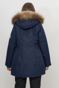 Оптом Парка женская с капюшоном и мехом зимняя темно-синего цвета 551963TS в Казани, фото 10