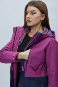 Оптом Парка женская с капюшоном фиолетового цвета 551991F в Екатеринбурге, фото 12