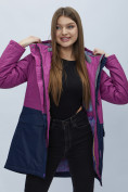 Оптом Парка женская с капюшоном фиолетового цвета 551991F в Казани, фото 13