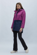 Оптом Парка женская с капюшоном фиолетового цвета 551991F в Казани, фото 2
