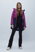 Оптом Парка женская с капюшоном фиолетового цвета 551991F в Казани, фото 5