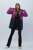 Оптом Парка женская с капюшоном фиолетового цвета 551991F в Екатеринбурге, фото 8