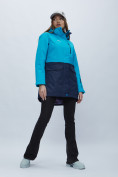 Оптом Парка женская с капюшоном синего цвета 551991S в Казани, фото 4