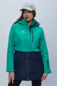 Оптом Парка женская с капюшоном зеленого цвета 551991Z в Казани, фото 12