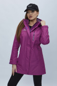 Оптом Парка женская с капюшоном фиолетового цвета 551992F в Казани, фото 14