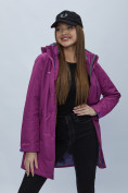 Оптом Парка женская с капюшоном фиолетового цвета 551992F в Казани, фото 16