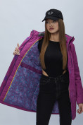 Оптом Парка женская с капюшоном фиолетового цвета 551992F в Казани, фото 7