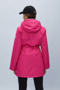 Оптом Парка женская с капюшоном розового цвета 551992R в Казани, фото 12