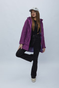 Оптом Парка женская с капюшоном фиолетового цвета 551993F в Казани
