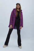 Оптом Парка женская с капюшоном фиолетового цвета 551993F в Екатеринбурге, фото 2