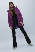 Оптом Парка женская с капюшоном фиолетового цвета 551993F в Казани, фото 3