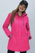 Оптом Парка женская с капюшоном розового цвета 551995R в Казани, фото 6