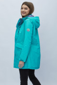 Оптом Парка женская с капюшоном бирюзового цвета 551996Br в Казани, фото 13