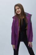 Оптом Парка женская с капюшоном фиолетового цвета 551996F в Казани, фото 11