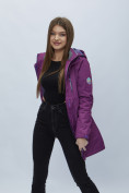 Оптом Парка женская с капюшоном фиолетового цвета 551996F в Казани, фото 12