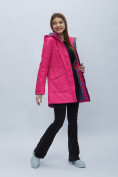 Оптом Парка женская с капюшоном розового цвета 551996R в Казани, фото 12