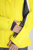 Оптом Горнолыжная куртка женская желтого цвета 552001J в Казани, фото 10