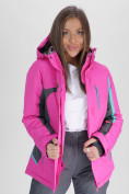 Оптом Горнолыжная куртка женская розового цвета 552001R в Казани, фото 10